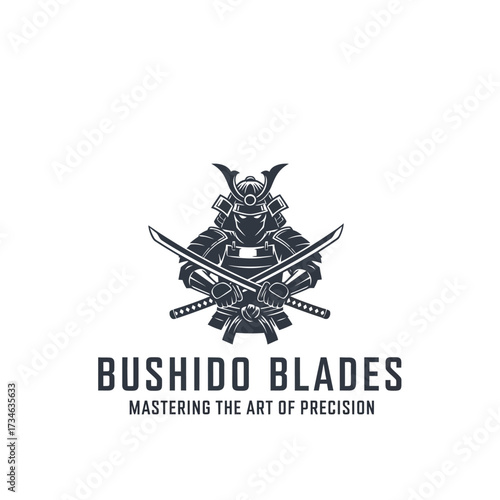 A detailed illustration of a samurai warrior in full armor with crossed swords, representing Bushido Blades.