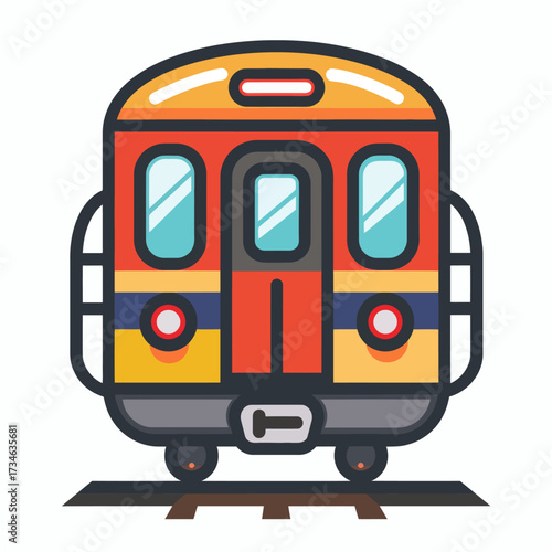 Vibrant cartoon train icon ready for a fun adventure, perfect for children's books, transportation apps, and educational materials promoting playful learning