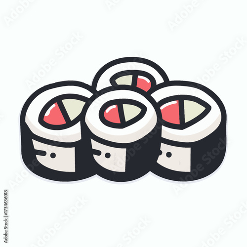 Delicious sushi rolls are artfully arranged with vibrant color, perfect for a food blog, restaurant menu, or Japanese cuisine advertisement, inviting culinary delight