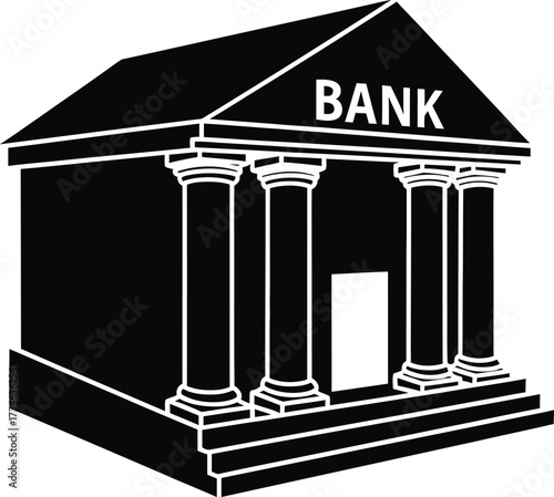 Classic bank building facade with columns and entrance