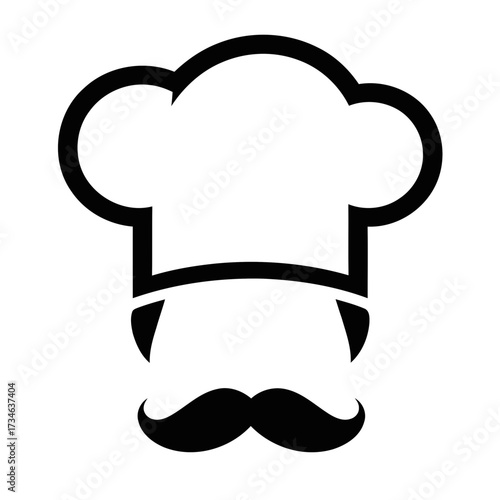 Chef Hat Silhouette with Stylish Mustache