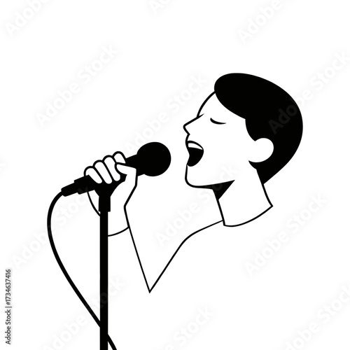 Person singing into a microphone illustration