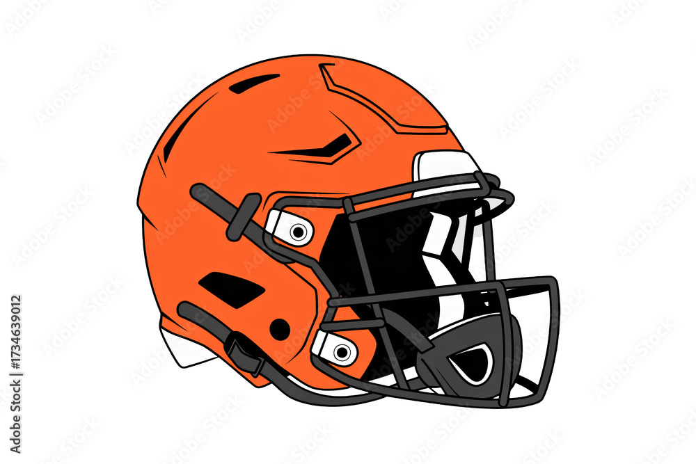 Fototapeta premium Vibrant orange football helmet for team spirit and sports advertising, perfect for tailgating promotions and game day marketing, dynamic and energetic!