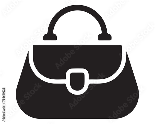 Handbag silhouette vector illustration in black and white minimal style