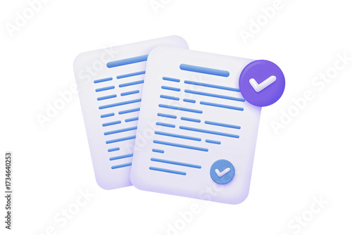 Streamlined approval process with documents and checkmarks for efficient workflow, symbolizing agreement, compliance, and successful task completion