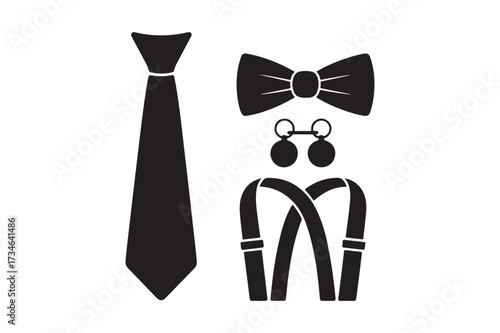 Classic black tie and accessories set for formal wear