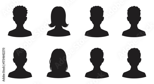Diverse silhouettes of people s heads and shoulders representing anonymity