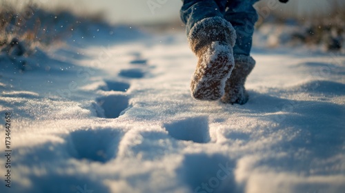 Snowy path walk