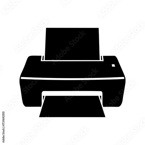 Detailed Black Silhouette of a Printer Ready to Print Documents and Images