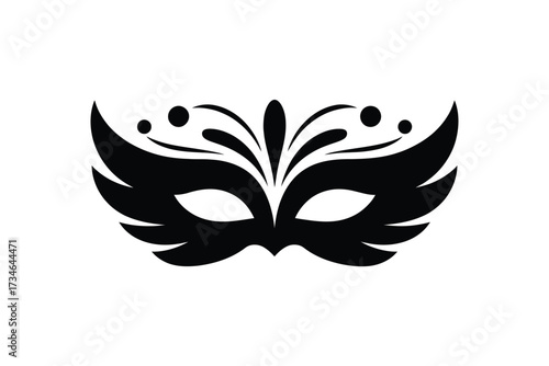 Elegant black masquerade mask with feather accents