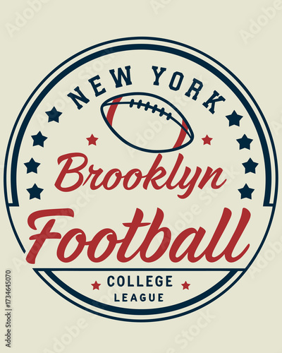 New York Brooklyn Football College League Emblem with American Football Graphic vector