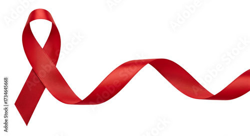 Illustration of a flowing red ribbon, isolated on transparent background