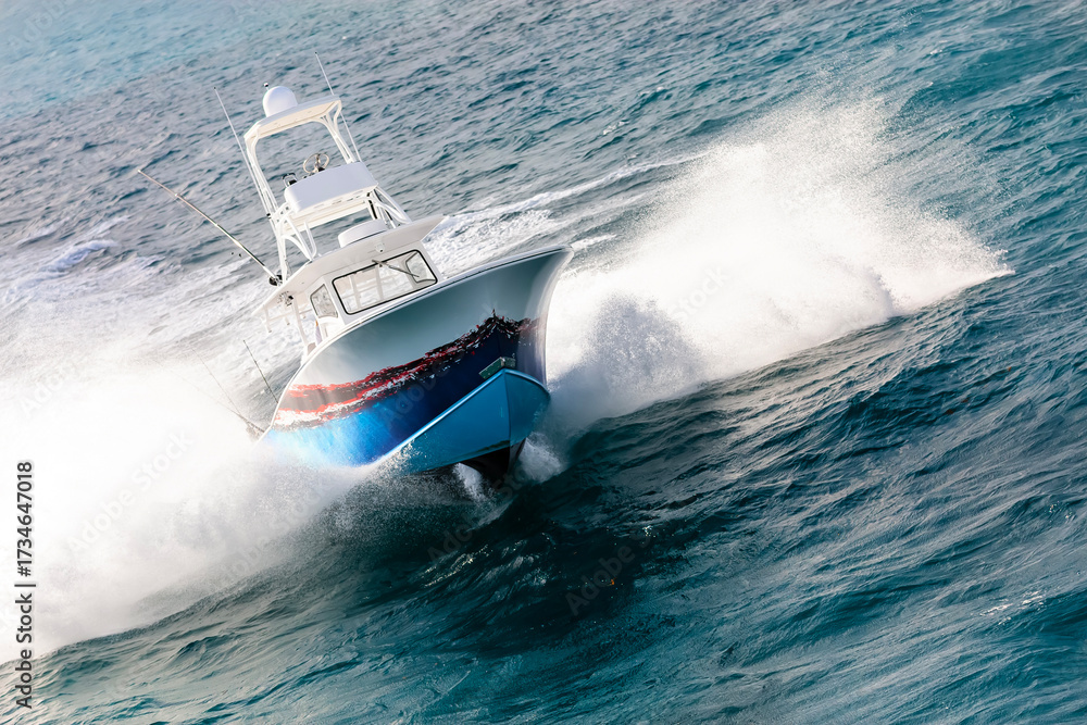Fototapeta premium Racing the Waves: Power and Speed on the Open Ocean