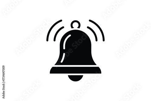 Black silhouette of a ringing bell with sound waves