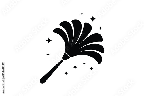 Black silhouette of a feather duster with sparkles