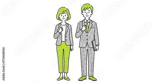 Trust and Commitment Smiling Man and Woman Expressing Sincerity with Hands on Chests, Signifying Agreement and Confidence in a Vector Illustration