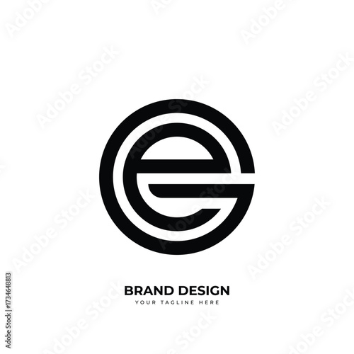 Letter Eg or Ge minimal unique circle shape logo