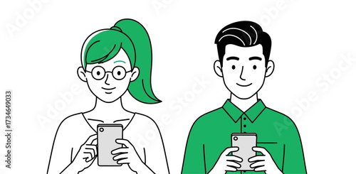 Modern individuals engaging with digital technology, connected through their mobile devices for communication and online interaction, reflecting contemporary digital lifestyle