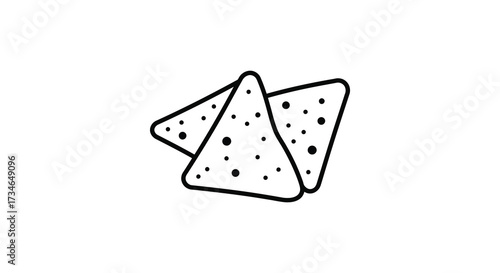 Simple black and white illustration of three tortilla chips stacked together