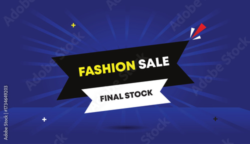 fashion sale final stock editable web banner vector art template design badge icon label black white shapes blue light sun shine abstract business background creative modern style layout trendy graphi