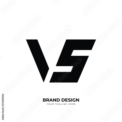 Letter Vs or Sv initial abstract typography logo