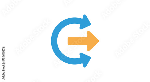 Free Download Two arrows one blue curving and one orange pointing right design - GFXLoad