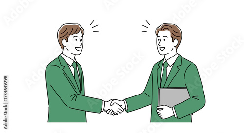 Professional businessmen sealing a deal with a firm handshake, illustrating successful collaboration, mutual agreement, and a thriving business relationship for future endeavors