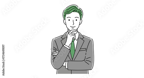 Thoughtful businessman in a suit contemplating ideas with a pensive expression, representing strategic thinking and problem-solving in a professional setting, ideal for conceptual designs