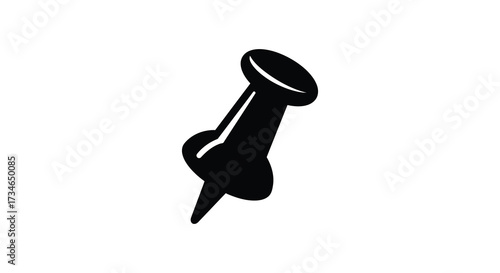 Simple black push pin icon isolated on a white background
