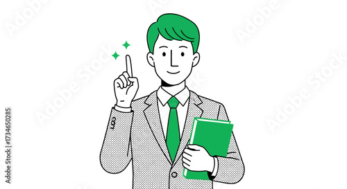 Professional businessman presenting an innovative idea or smart solution with a confident gesture, offering valuable insights and expert advice