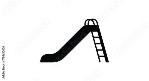 Simple black and white illustration of a playground slide design