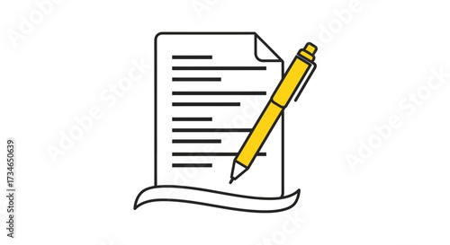 Efficient Content and Document Creation Concept. Pen on Paper Graphic Representing Digital Agreements, Streamlined Workflows, Note-Taking, and Professional Documentation