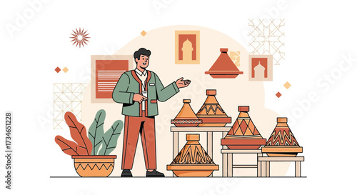 Exploring Moroccan Culture: An Illustration of Tagines and Traditional Aesthetics