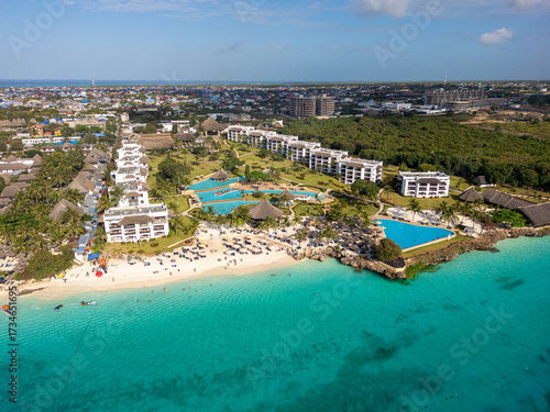 Zanzibar, Tanzania, Nungwi and Kendwa beach, aerial view