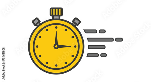 Dynamic stopwatch illustration symbolizing rapid progress, efficiency, and the critical importance of swift action and timely execution, highlighting speed and performance