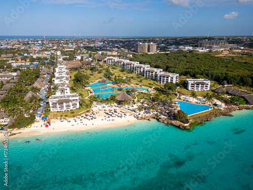 Zanzibar, Tanzania, Nungwi and Kendwa beach, aerial view