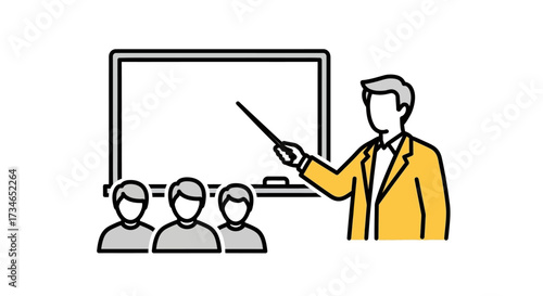 Dynamic educational scene featuring a teacher actively instructing students in a classroom setting, emphasizing collaborative learning and professional development