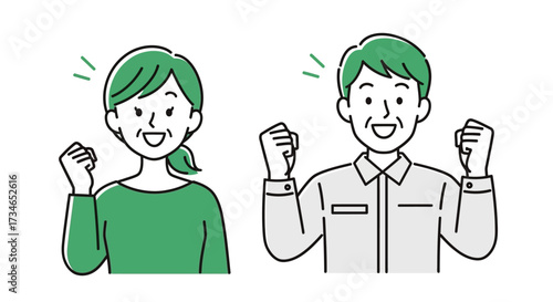 Enthusiastic senior couple cheering with fist pumps, symbolizing success, motivation, and positive energy for achievements and overcoming challenges