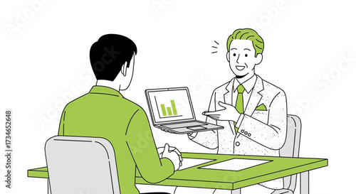 Dynamic business consultation showcasing professionals analyzing market data on a laptop, fostering strategic planning and informed decision-making for corporate success