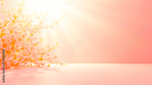 Soft pastel pink background with a shimmering cascade of golden confetti creating a festive and celebratory atmosphere