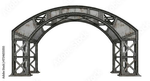 Wallpaper Mural Industrial Riveted Steel Archway Structure with Distressed Metal and Visible Bolts on White Background Torontodigital.ca