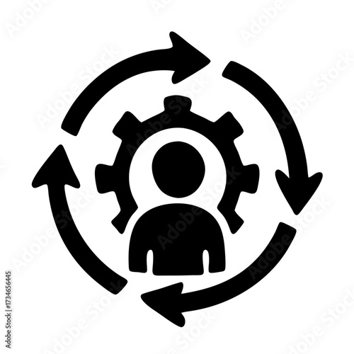 Process Icon: A dynamic icon embodying the core of human resources, showing how individuals integrate into a company's strategic workflow