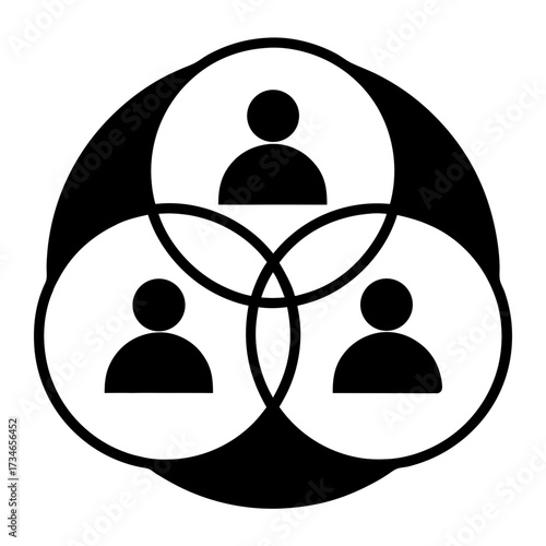 Circle of Harmony: A symbolic illustration of unity and collaboration, featuring three interconnected circles each representing a person, forming a cohesive and balanced design