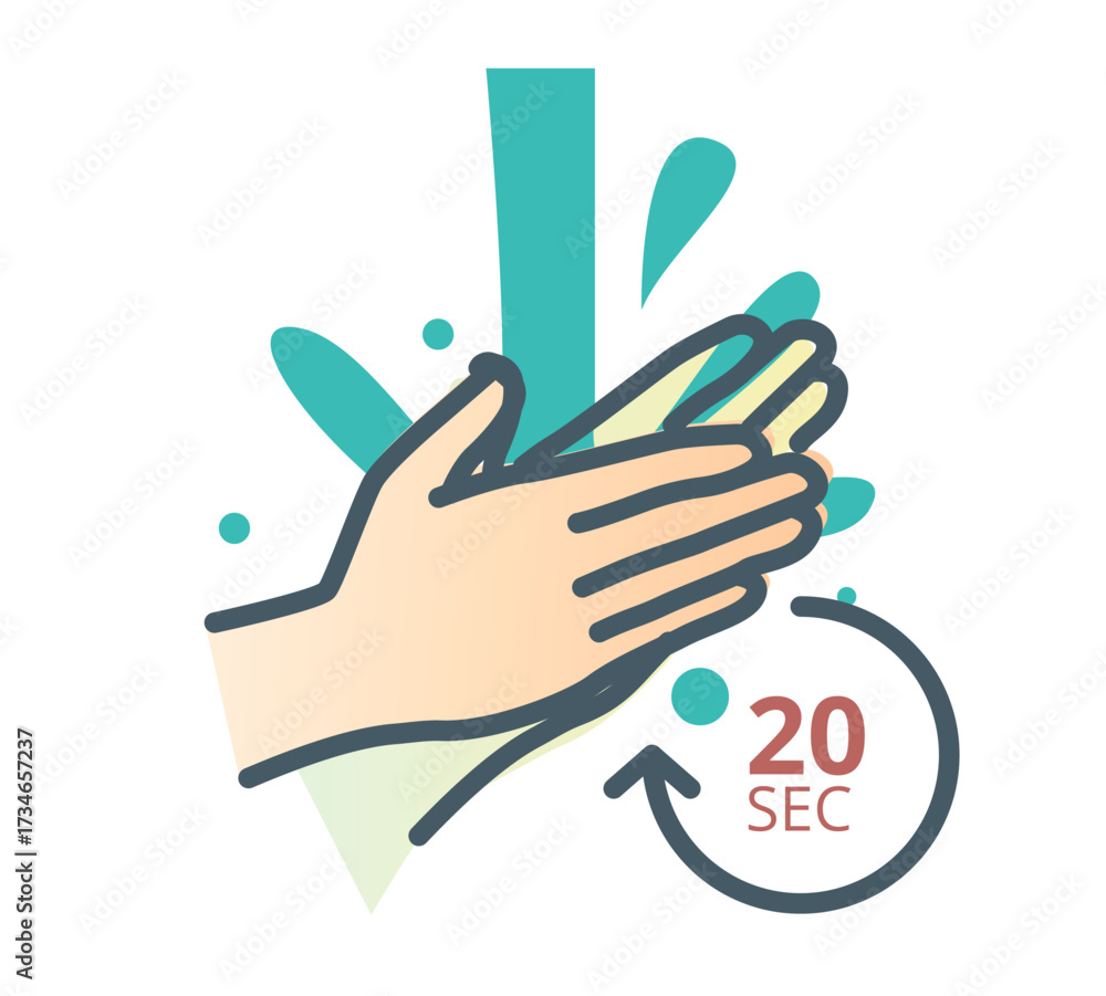 Fototapeta premium Hygiene - Handwash - 20 Seconds - Stock Icon