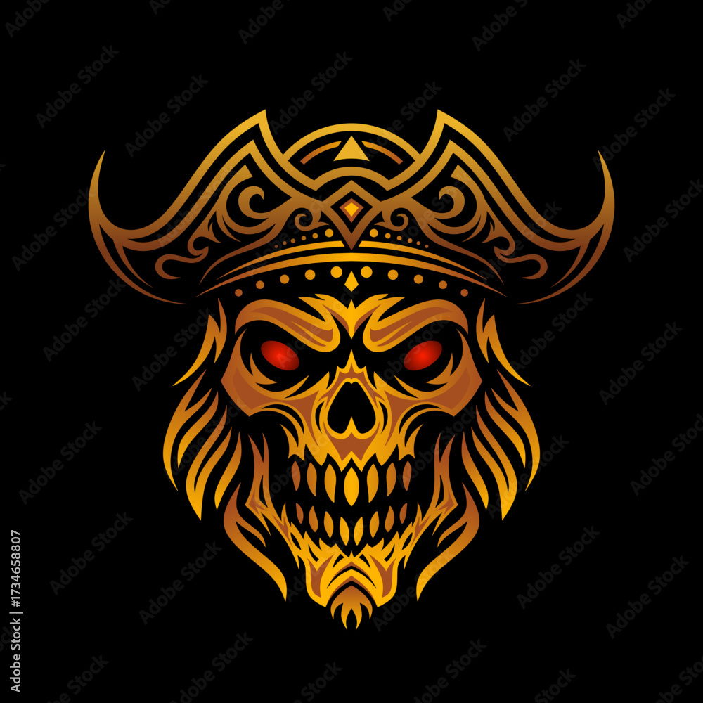 Obraz premium Flaming Viking Skull Vector Design