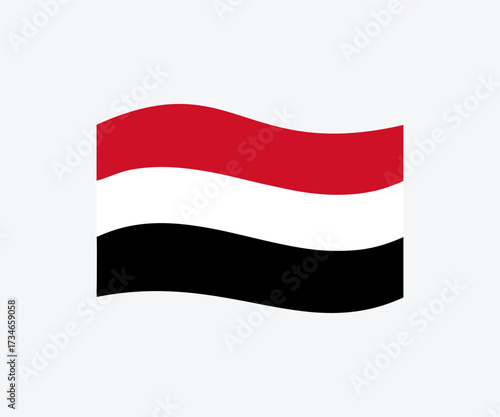 Waving flag of Yemen. Official national flag of Yemen vector design and illustration.
