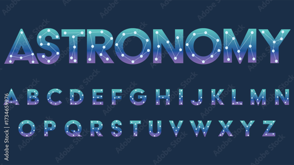 Fototapeta premium decorative galaxy astronomy theme cartoon font