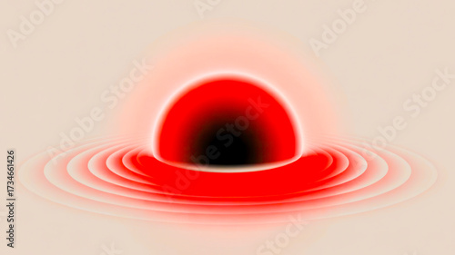 Abstract representation of a glowing red energy source emitting concentric ripples of light on a neutral background