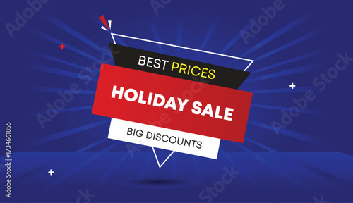 holiday best sale prices big discounts editable web banner vector art template design badge icon label white black gray red gradient shapes blue light sun shine abstract business background creative