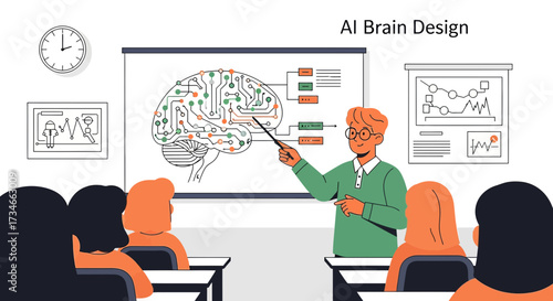 Artificial intelligence lecture with brain circuit design for future learning and development